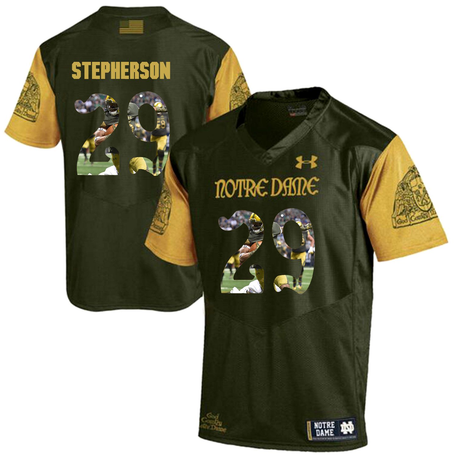 Men Norte Dame Fighting Irish #29 Stepherson Green Fashion Edition Customized NCAA Jerseys